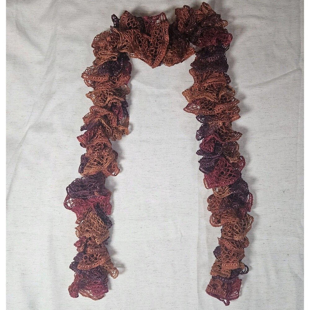 Skinny Sashay Scarf Ruffle Orange Pink Y2k Fairycore Boho Goth Romantic 56"L